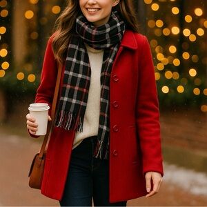 Red Wool Blend Single Breasted Pea coat - London Fog - Rare Vintage Find!